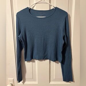 American Eagle Soft & Sexy Ribbed Long Sleeve Crop Top – Size Large
